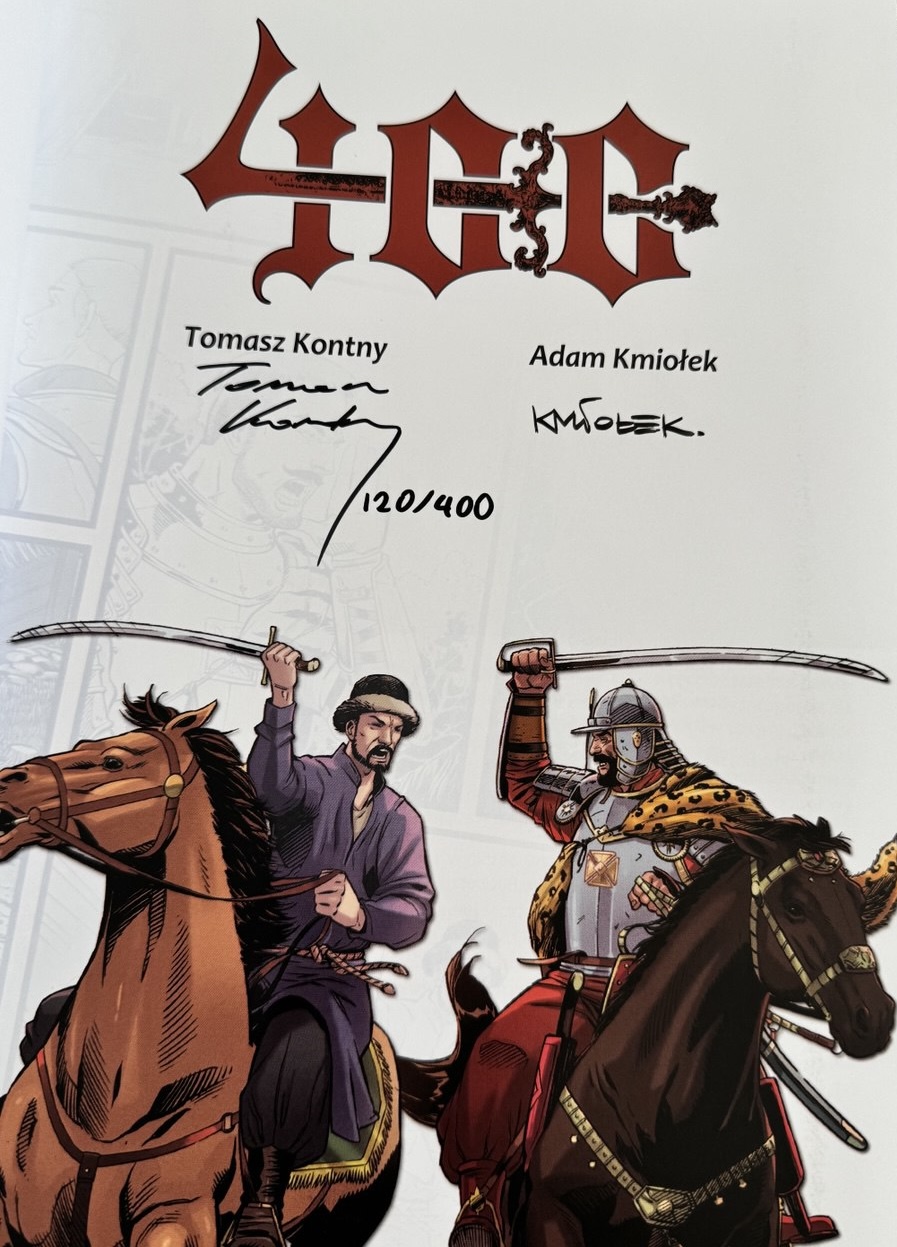 Podpisy twórców i numer na stronie tytułowej