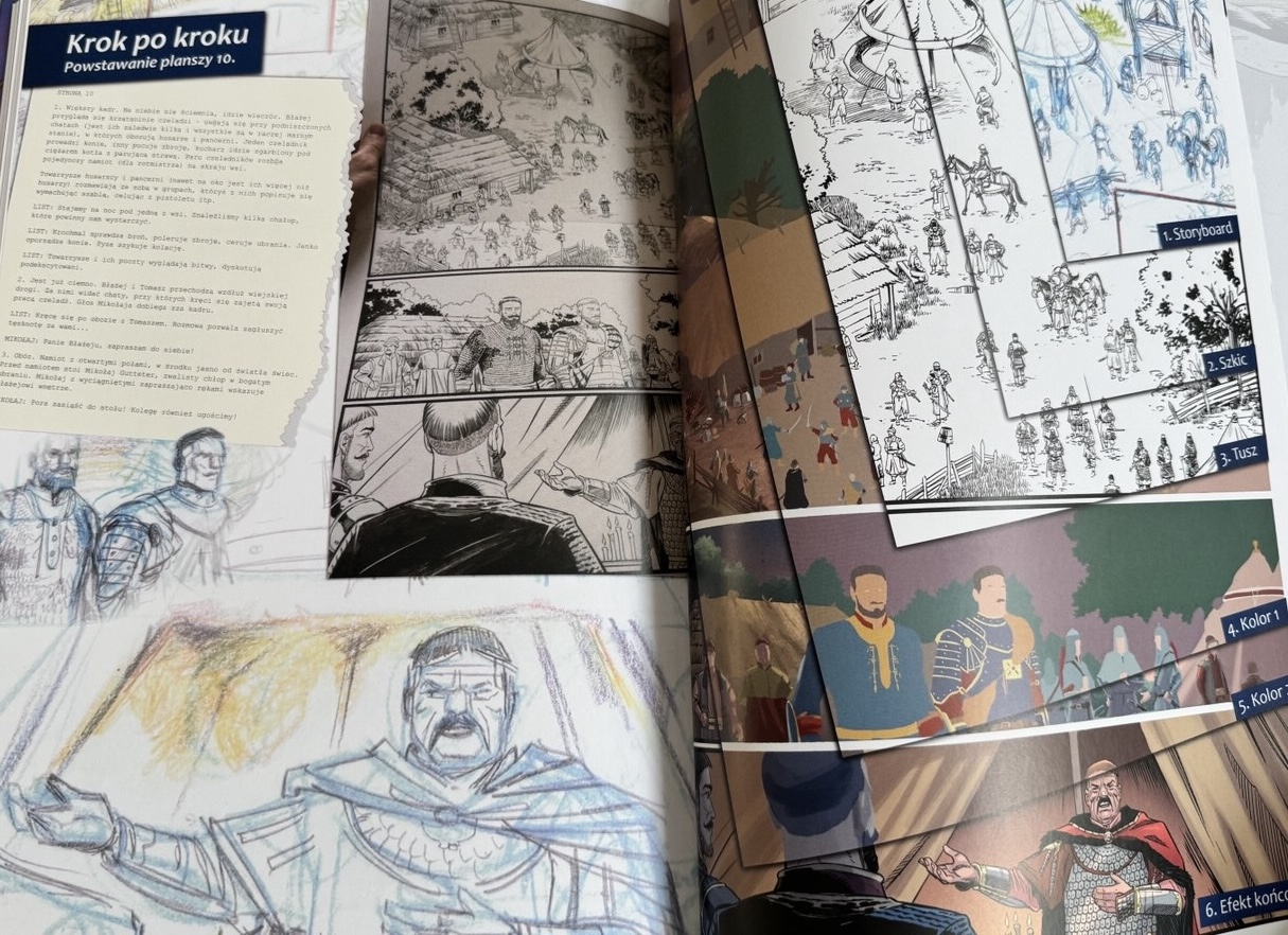 Strony 76-77: proces przygotowania strony komiksu